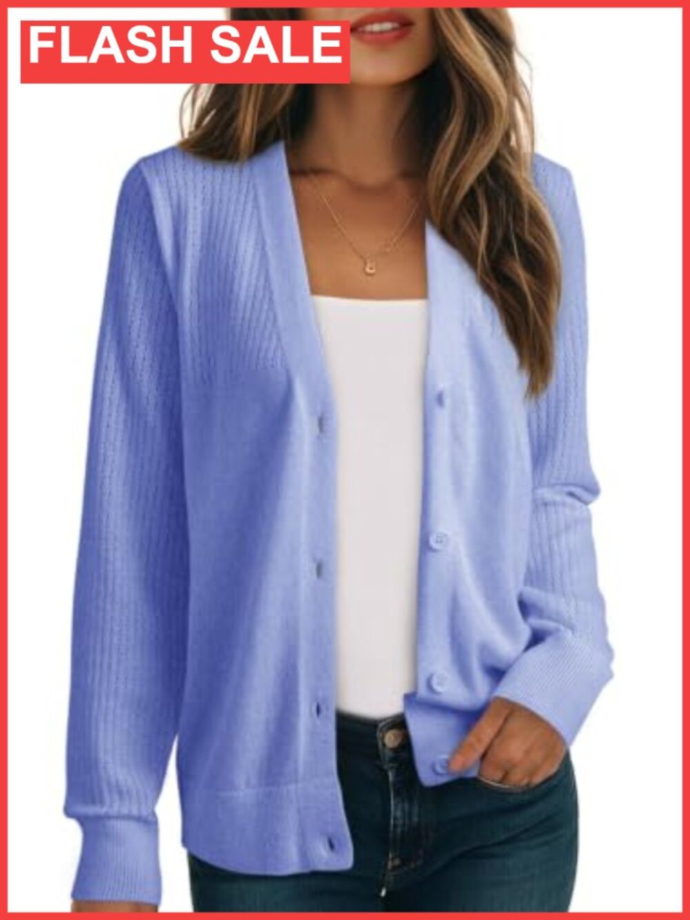 Wool Blend Cardigan Long Sleeve V-Neck Button Down Knit Sweater